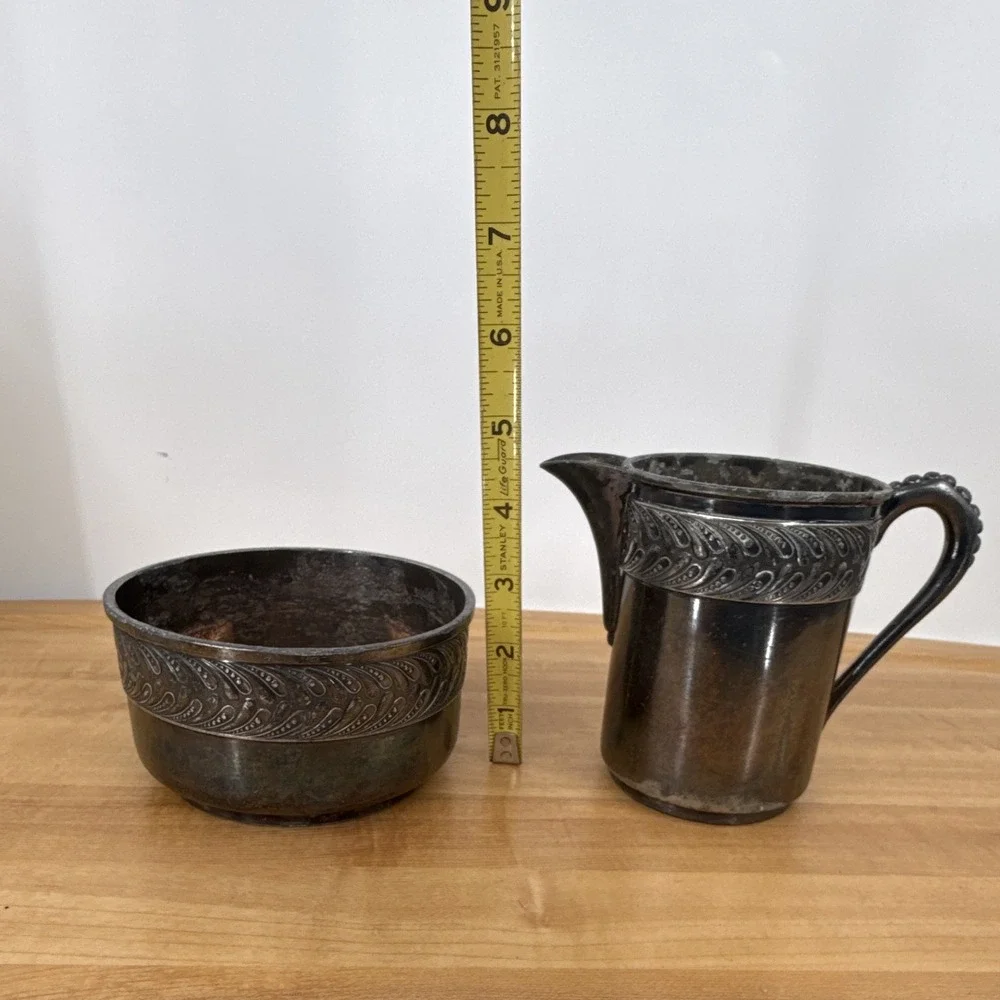 Meriden B. Co Victorian Creamer and Open Sugar Set Pattern 210 1870-1890's